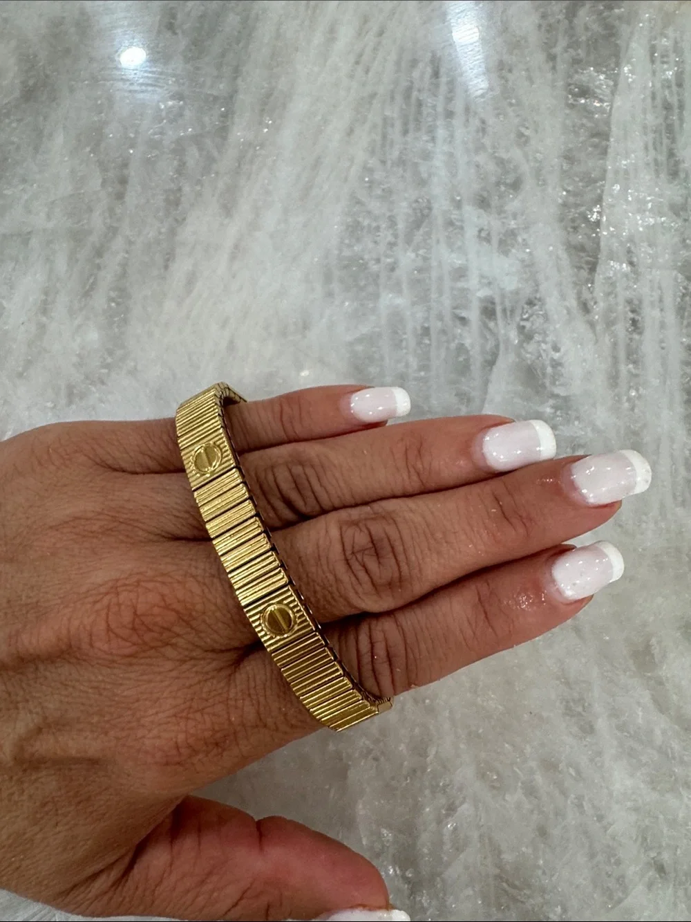 Gold Toned Screw Accent Bracelet